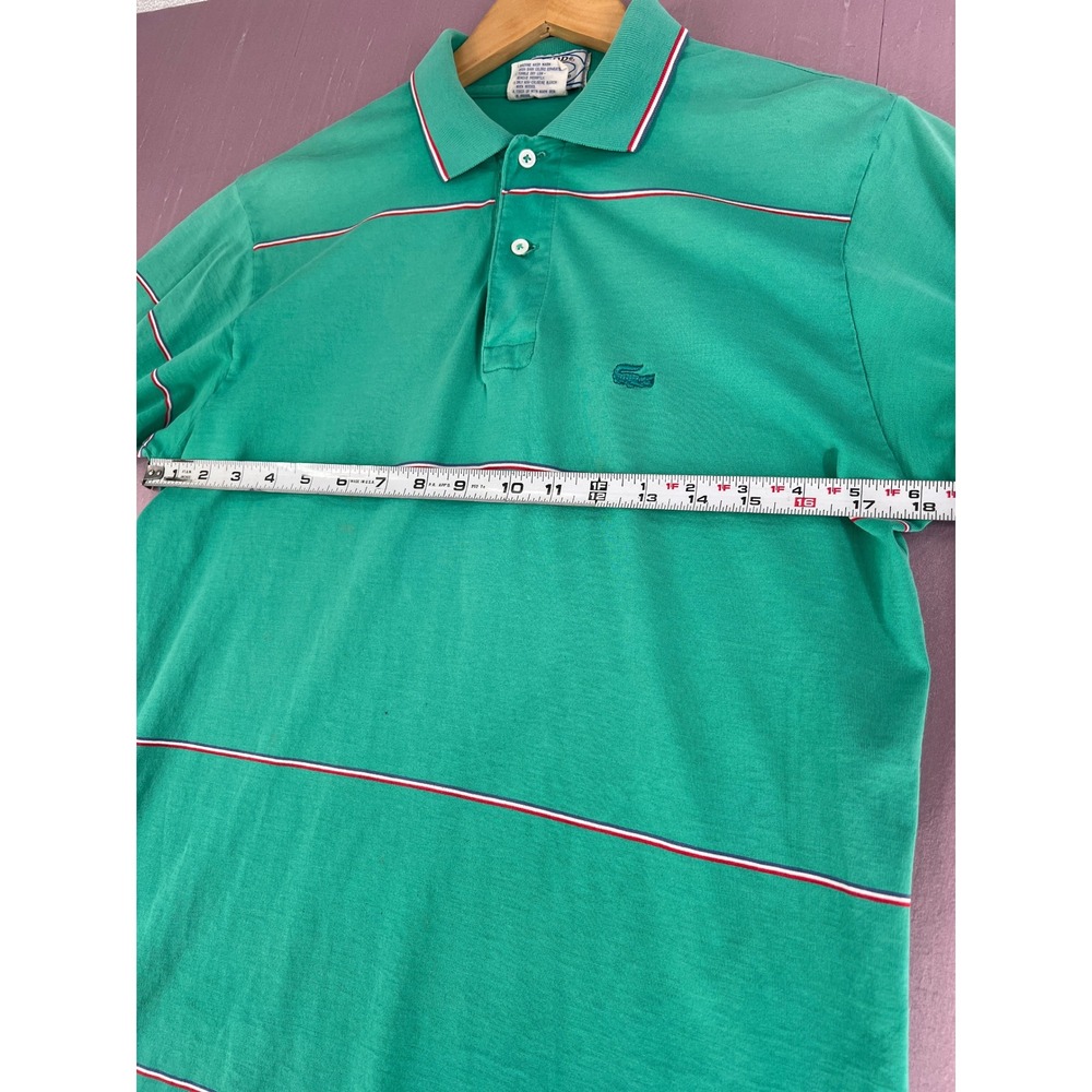 Vintage 80s IZOD Lacoste Polo Shirt Made in Japan Green Cotton Preppy Golf Shirt - Picture 9 of 12